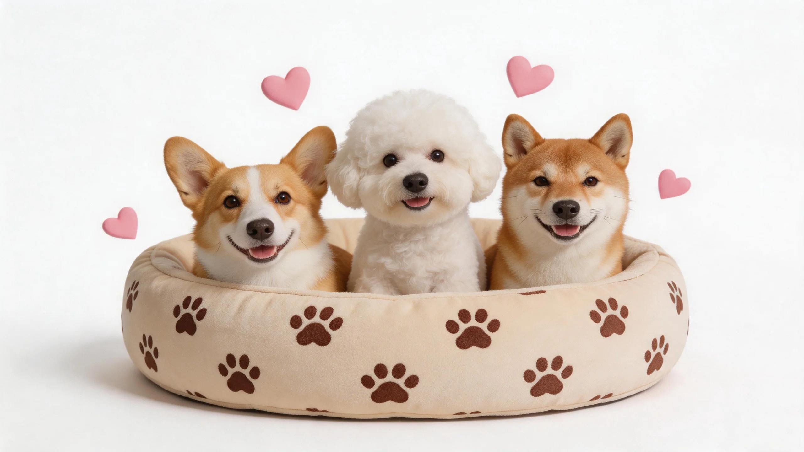 A Pet Pouchy gift box with treats and toys arranged in recyclable kraft paper packaging — plastic-free pet brand